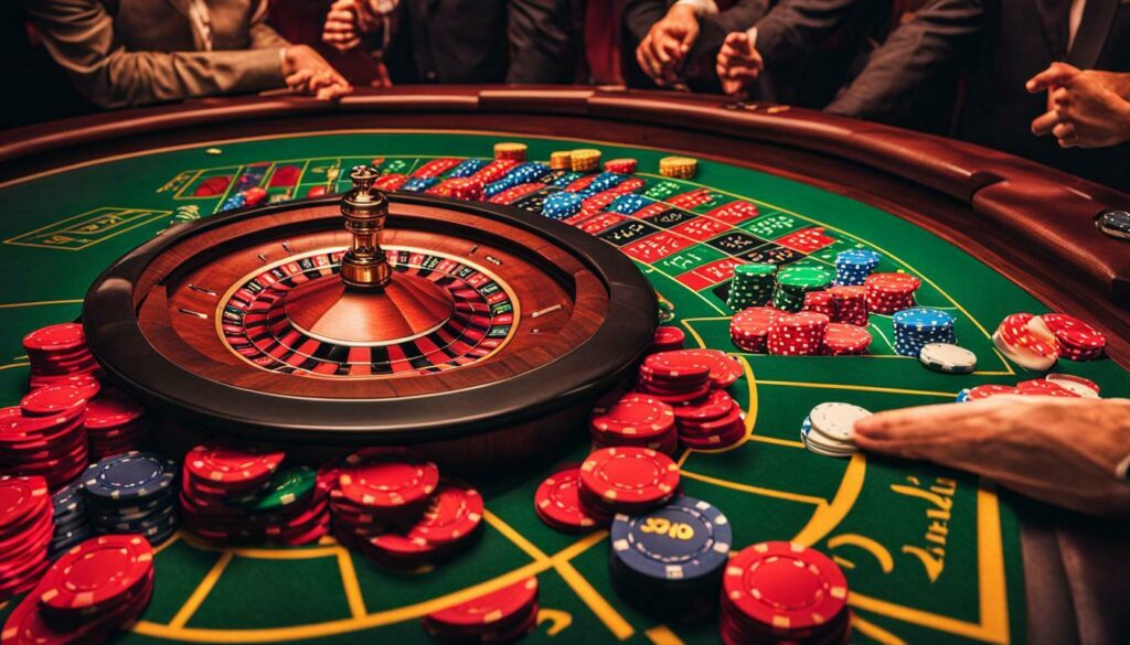 Winning bets at a roulette table
