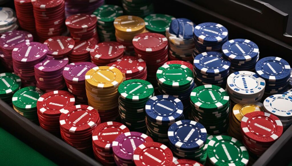 Poker chips in a tray